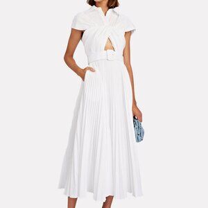 Brandon Maxwell Cut Out Pleated Midi Shirt Dress Bridal